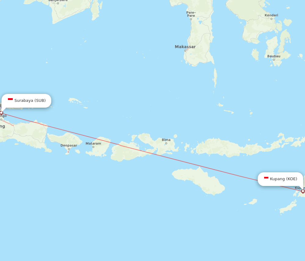 SUB-KOE flight routes