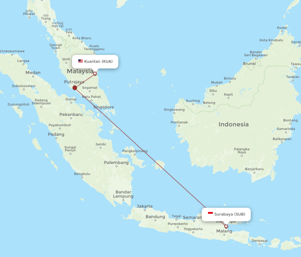 SUB-KUA flight routes