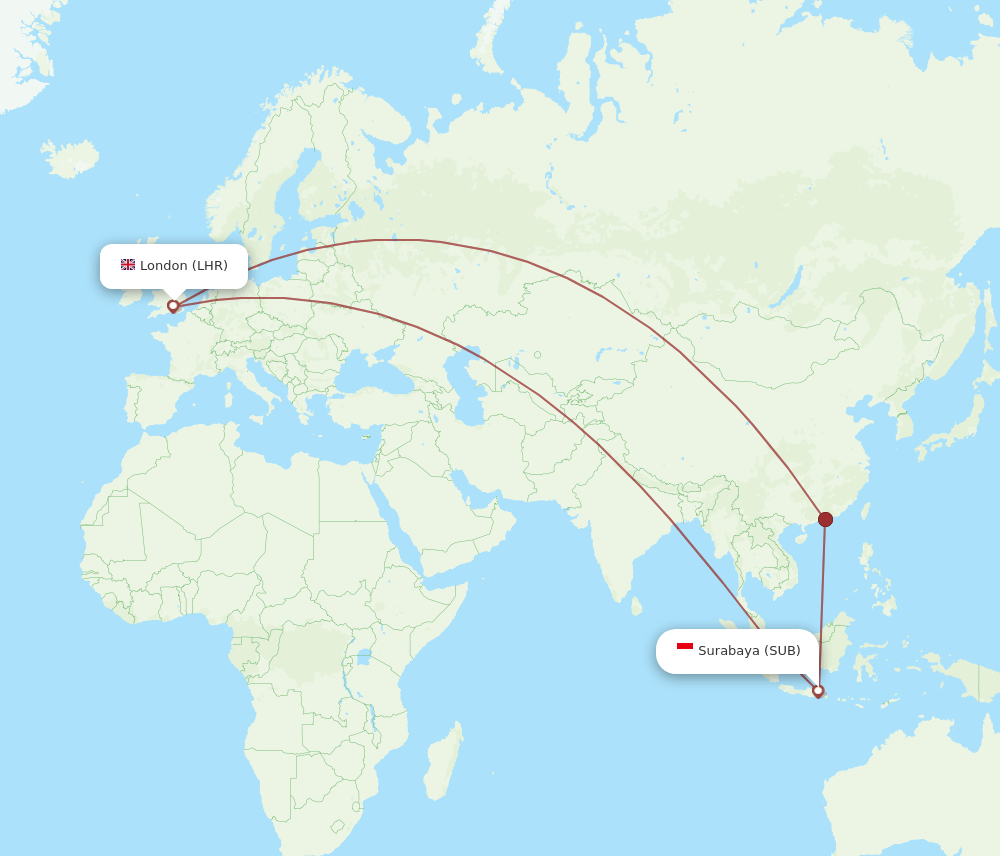 SUB-LHR flight routes
