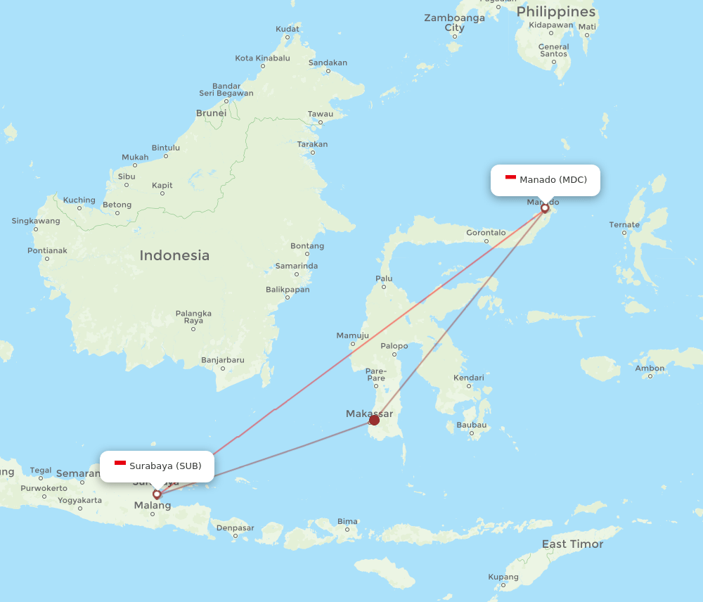 SUB-MDC flight routes