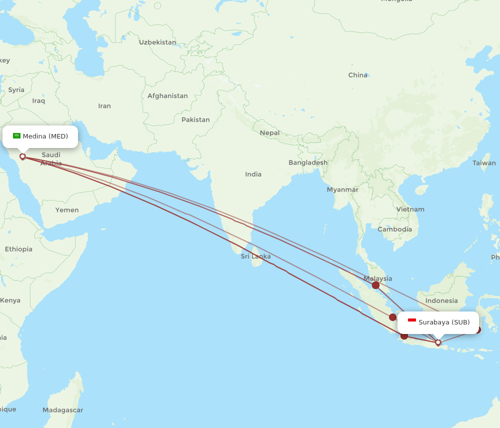 SUB-MED flight routes
