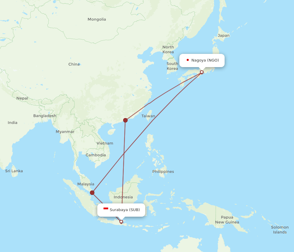 SUB-NGO flight routes