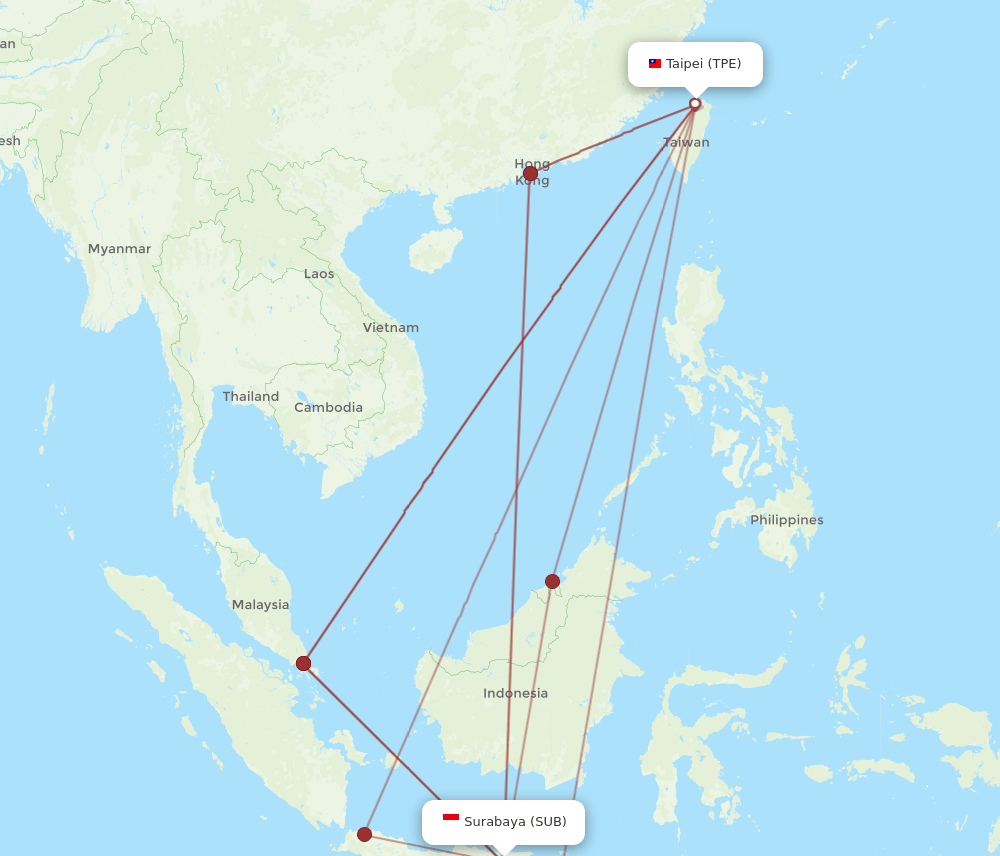 SUB-TPE flight routes