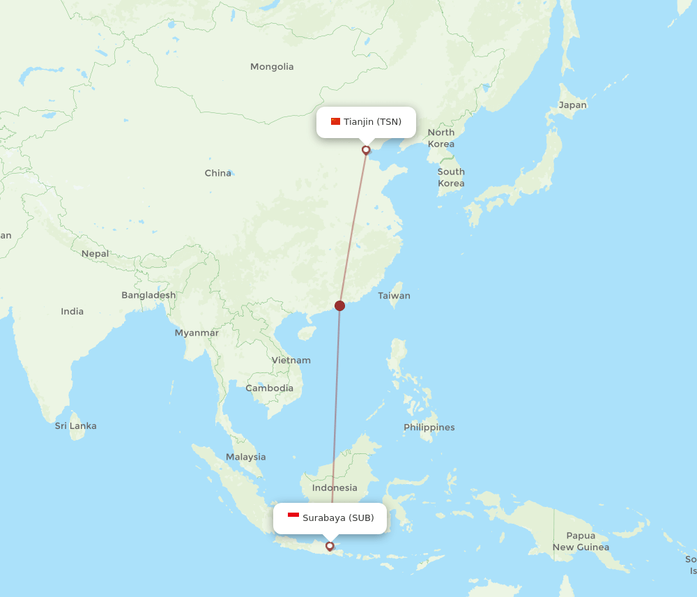 SUB-TSN flight routes