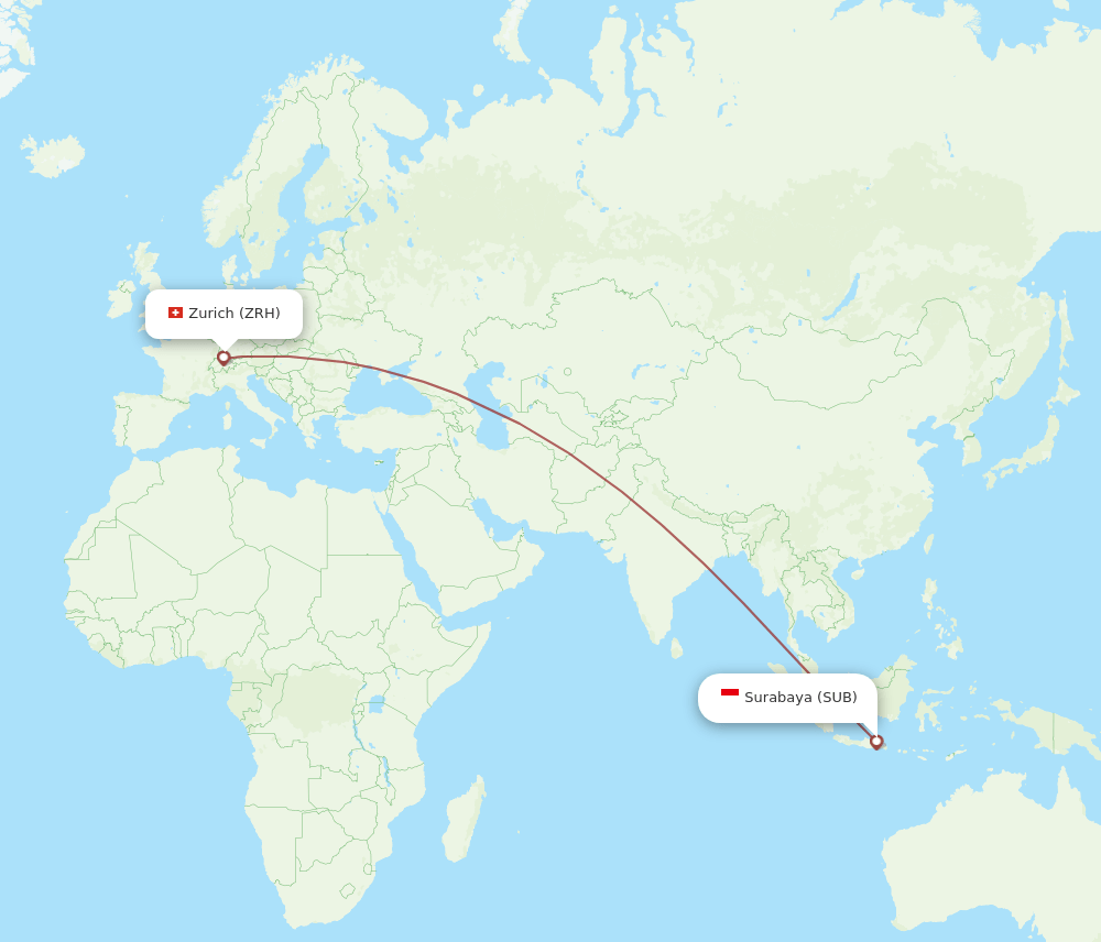 SUB-ZRH flight routes