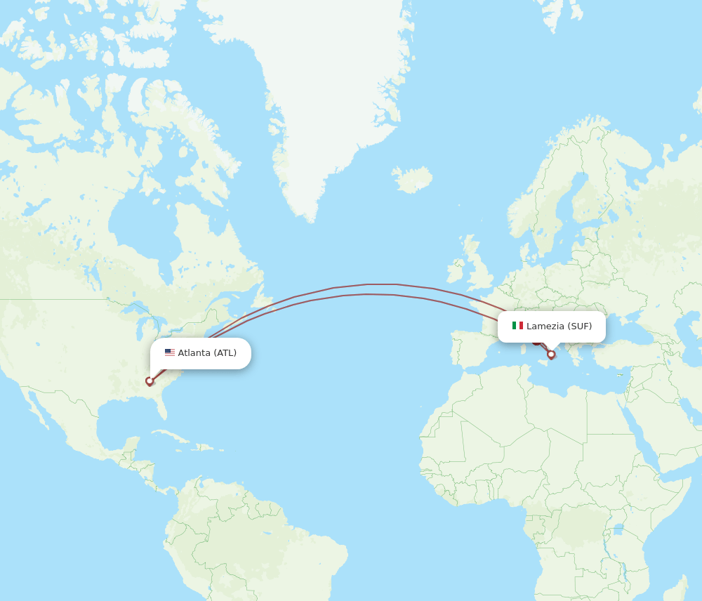 SUF-ATL flight routes