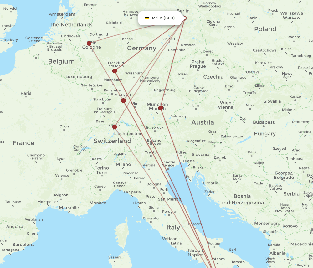 SUF to BER flights and routes map