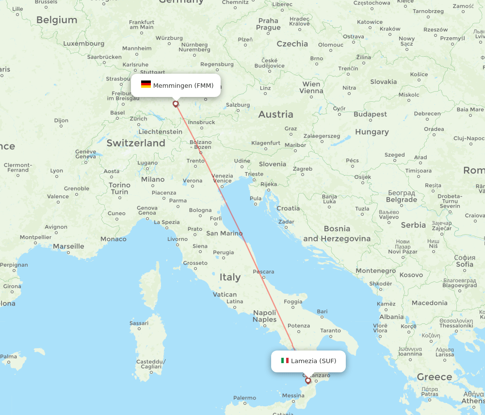 SUF to FMM flights and routes map