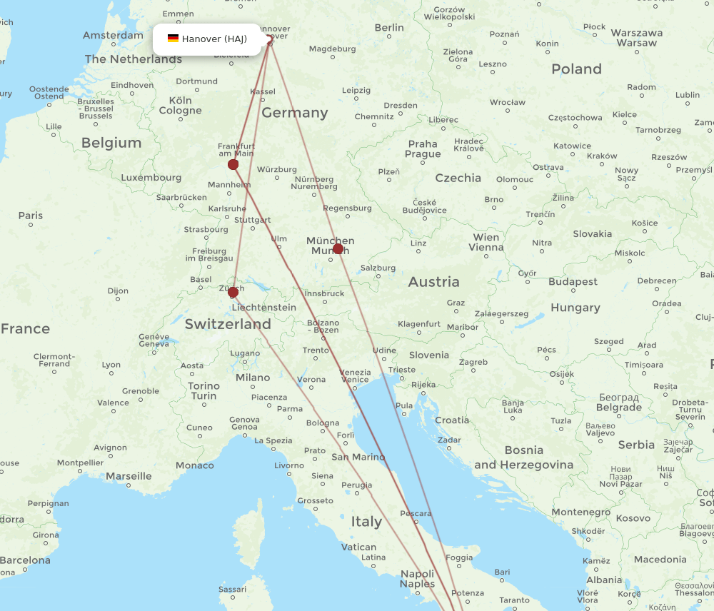 SUF-HAJ flight routes