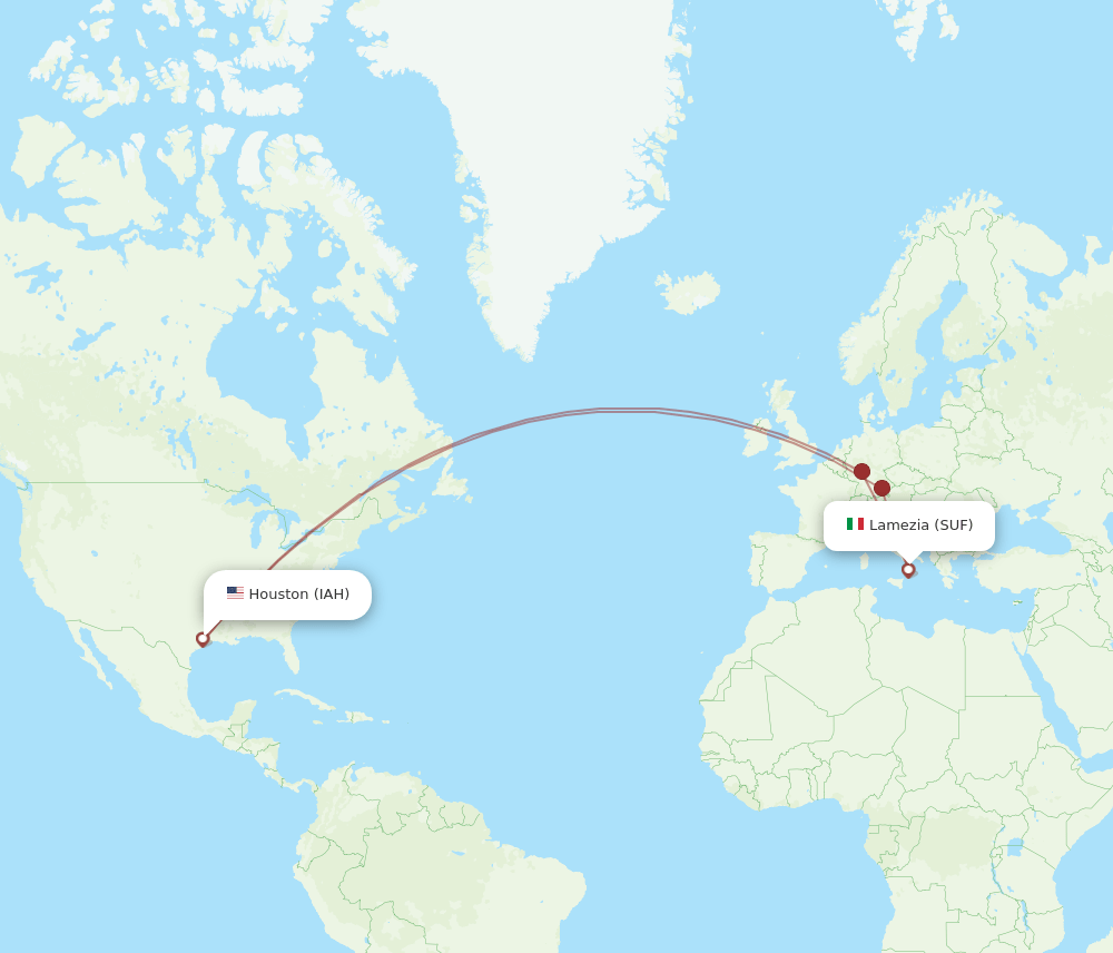SUF-IAH flight routes