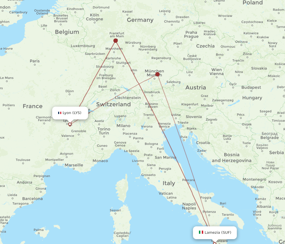 SUF-LYS flight routes
