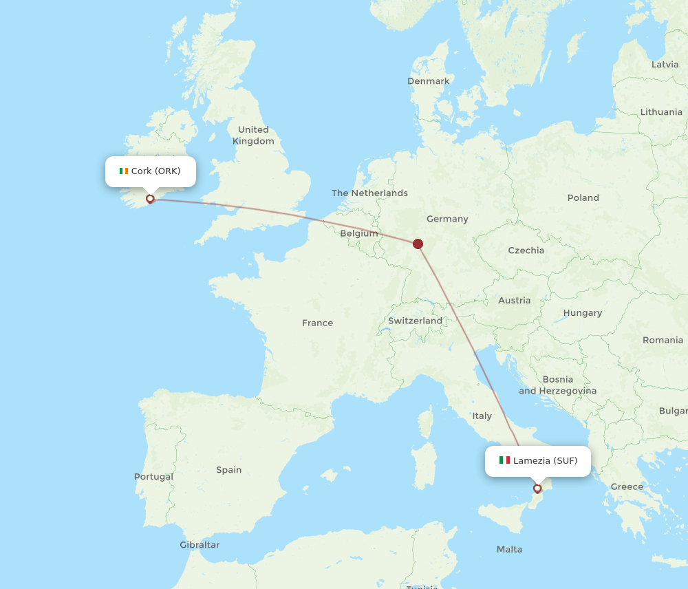 SUF-ORK flight routes