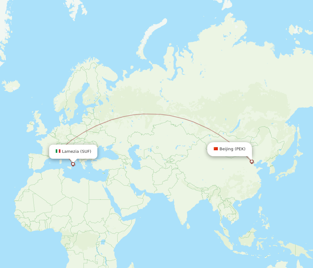 SUF to PEK flights and routes map