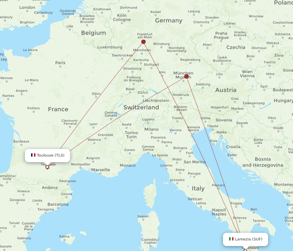 SUF-TLS flight routes