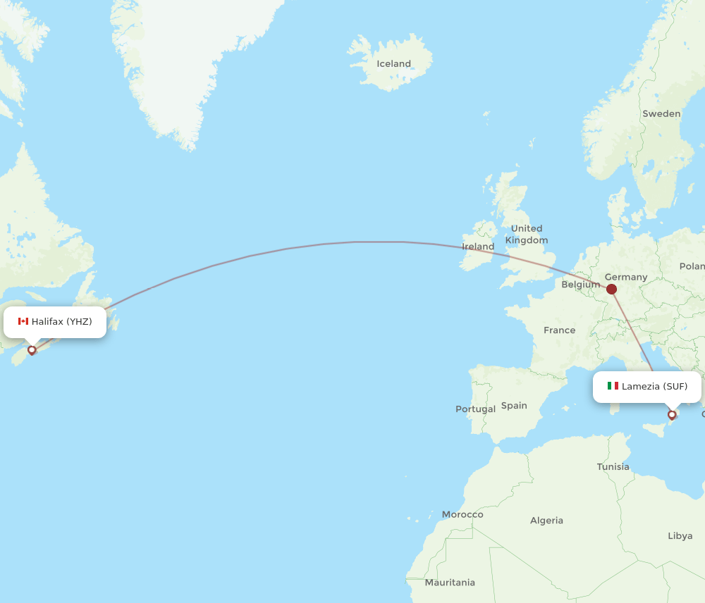 SUF-YHZ flight routes