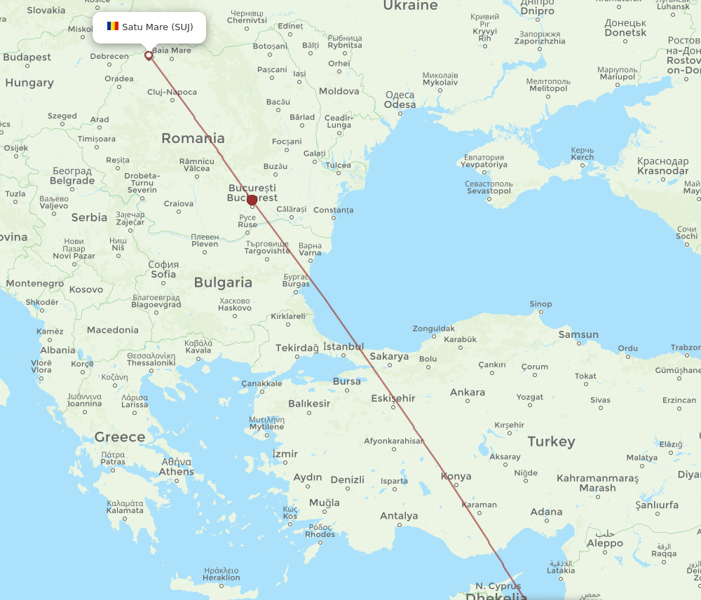 Beirut - Satu Mare route map and flight paths