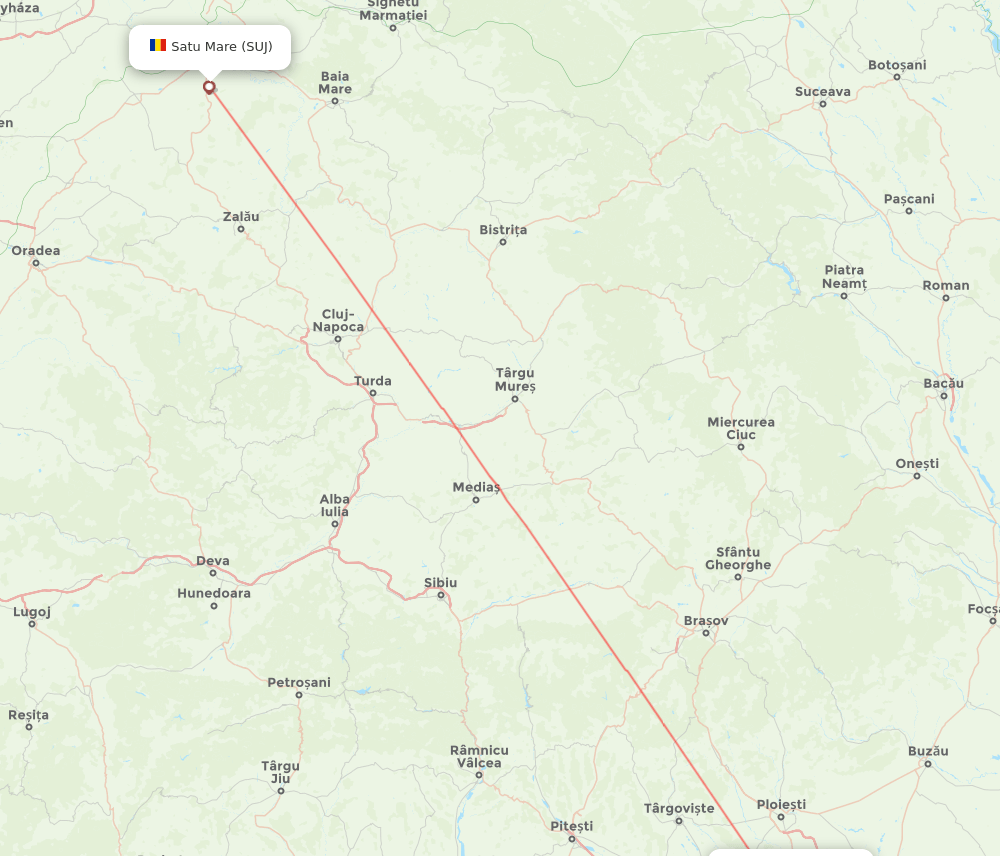 Satu Mare - Bucharest route map and flight paths