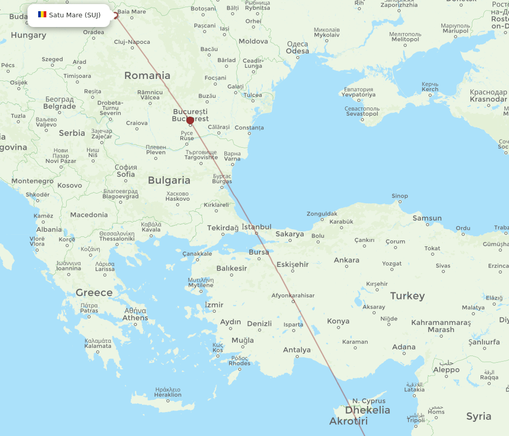 TLV to SUJ flights and routes map