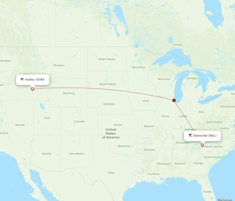 SUN-AVL flight routes