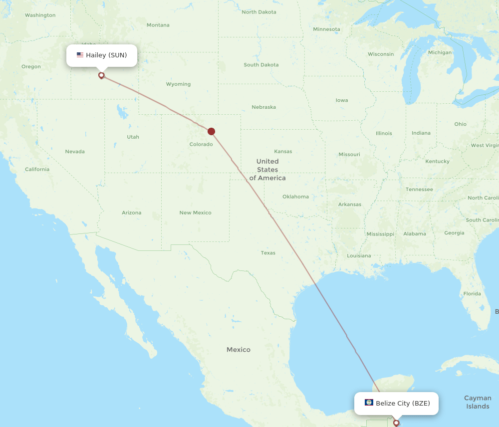 SUN to BZE flights and routes map
