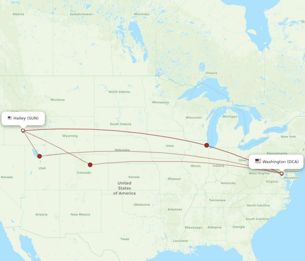 SUN to DCA flights and routes map