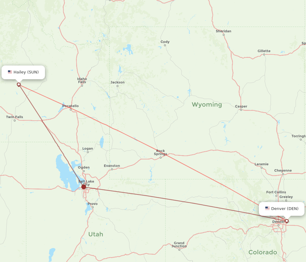 SUN-DEN flight routes