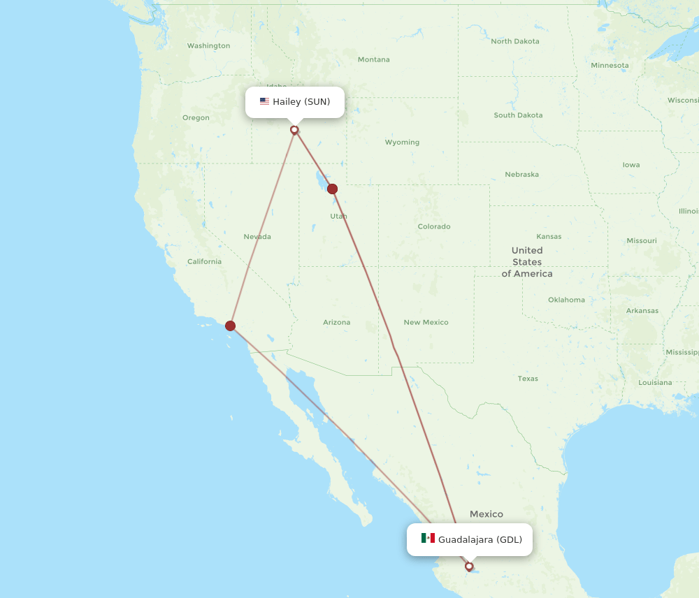 SUN-GDL flight routes