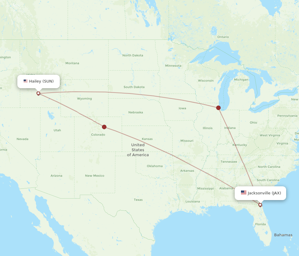 SUN-JAX flight routes