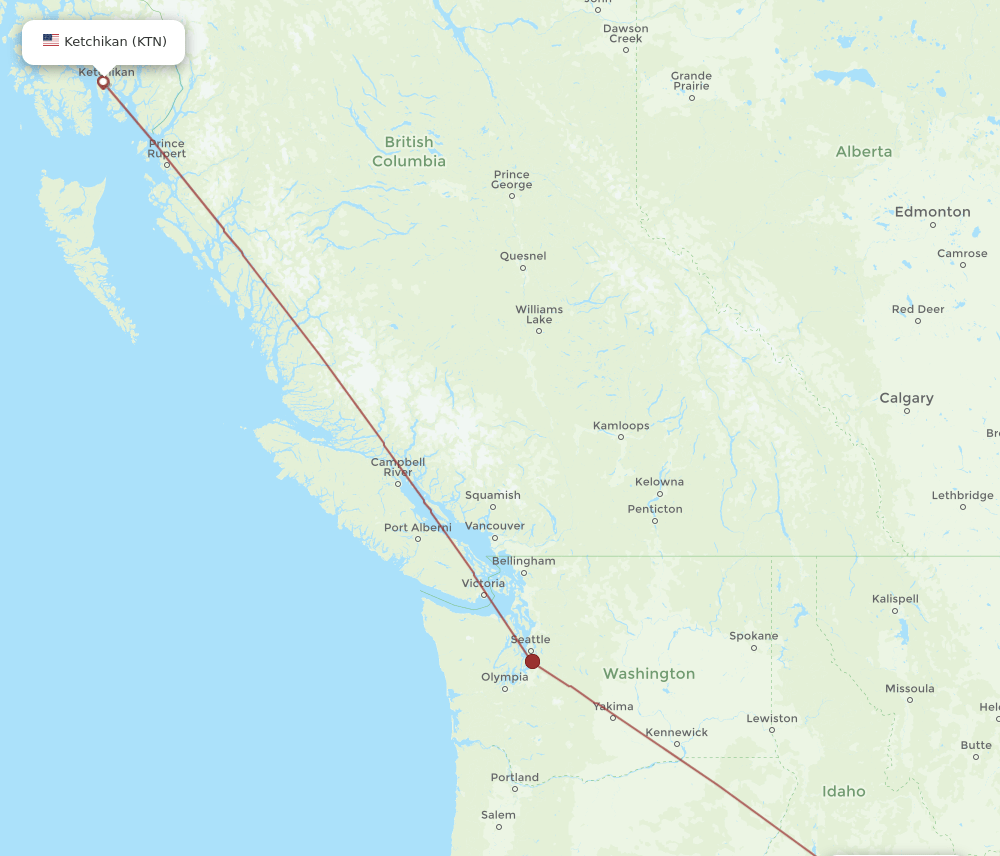 Sun Valley - Ketchikan route map and flight paths