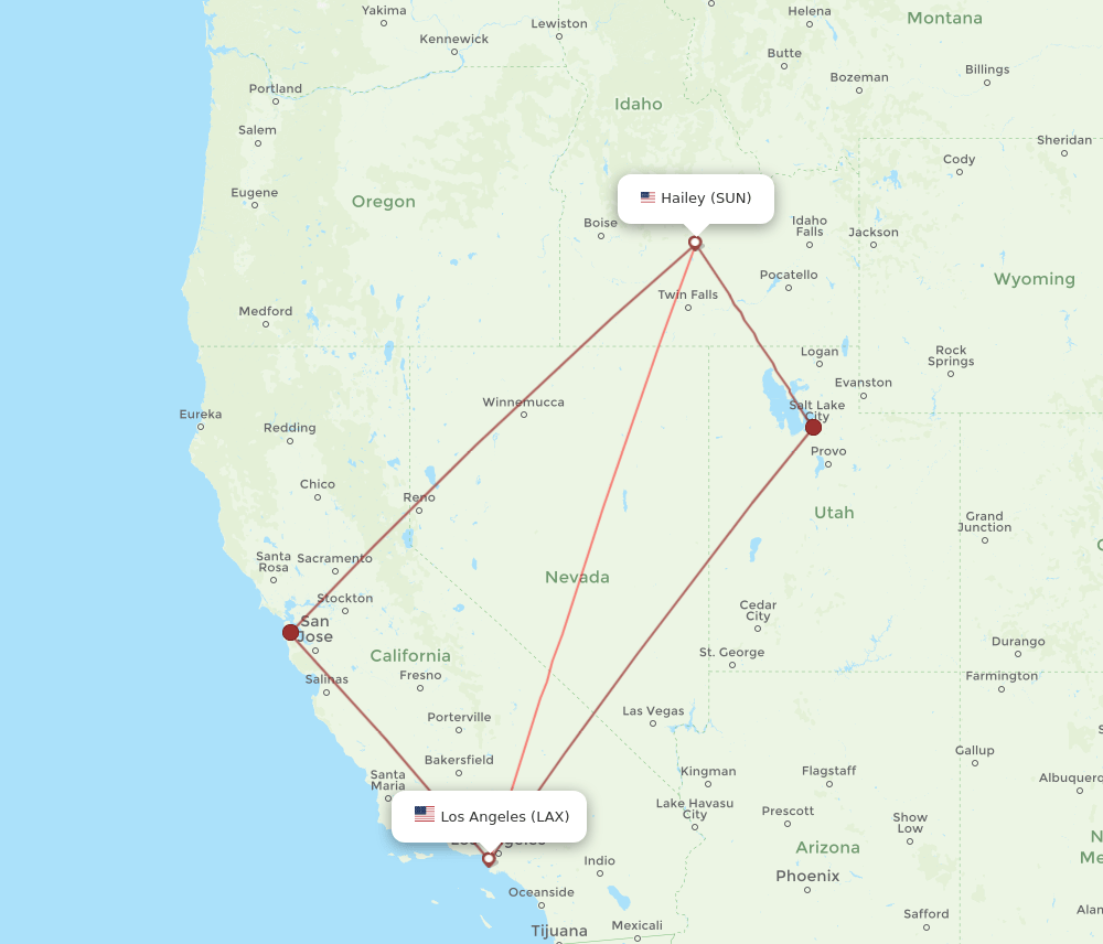 SUN-LAX flight routes