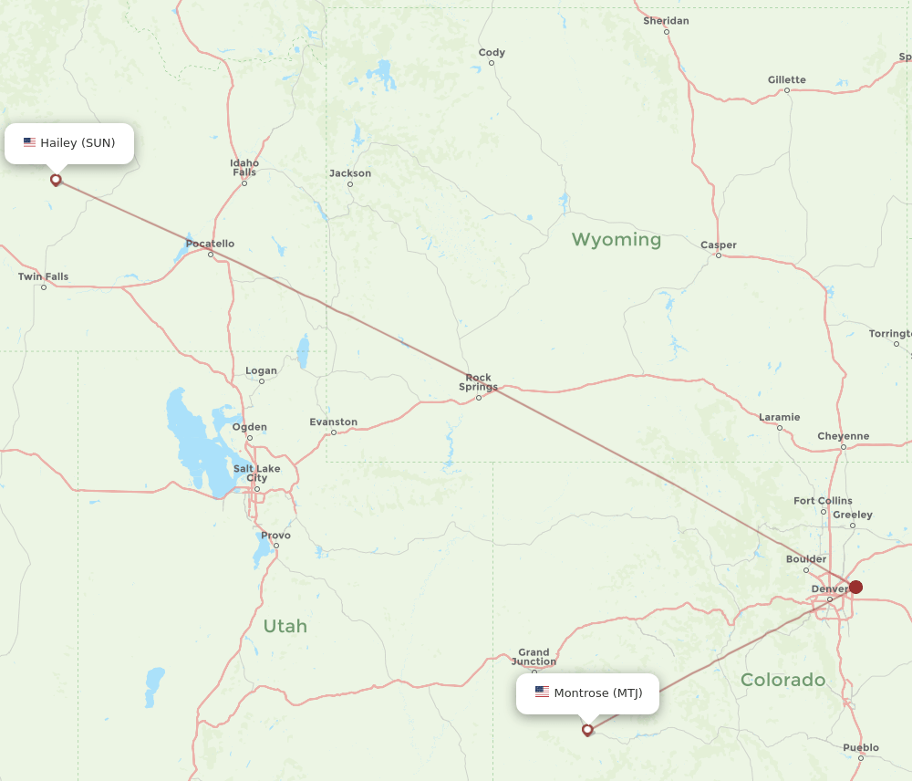 SUN to MTJ flights and routes map