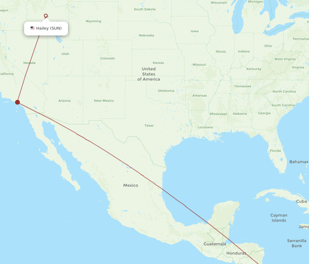 SUN to PTY flights and routes map