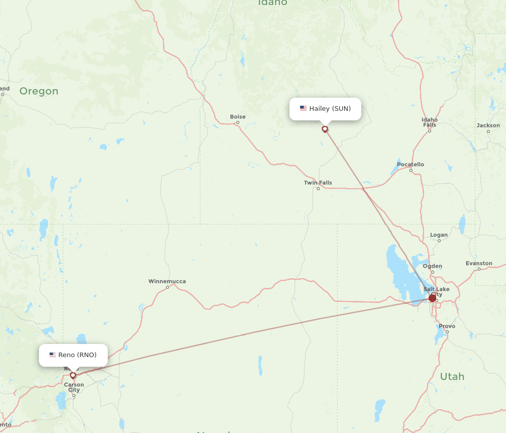 SUN-RNO flight routes