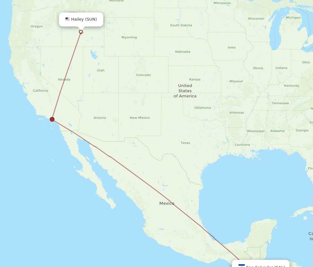 SUN to SAL flights and routes map