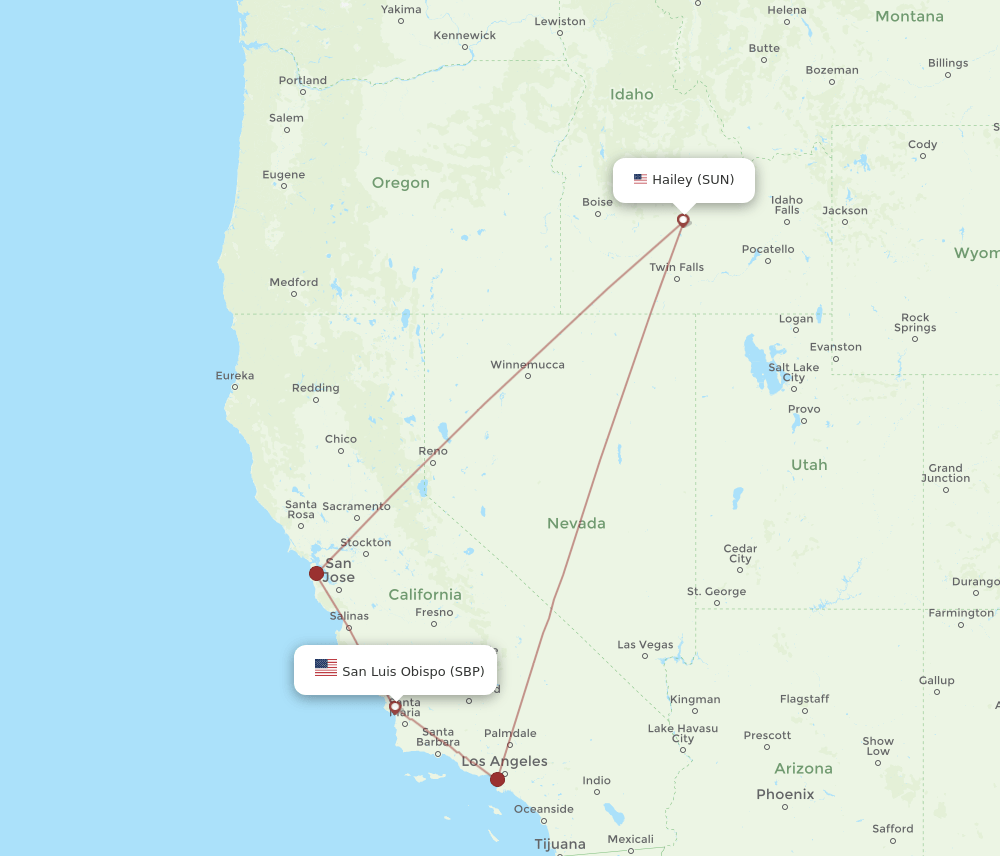 SUN-SBP flight routes