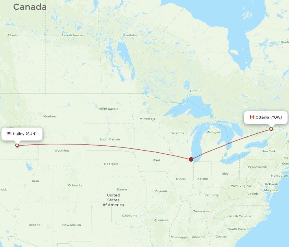 SUN-YOW flight routes