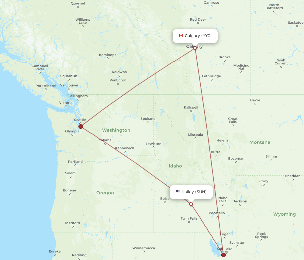 SUN-YYC flight routes