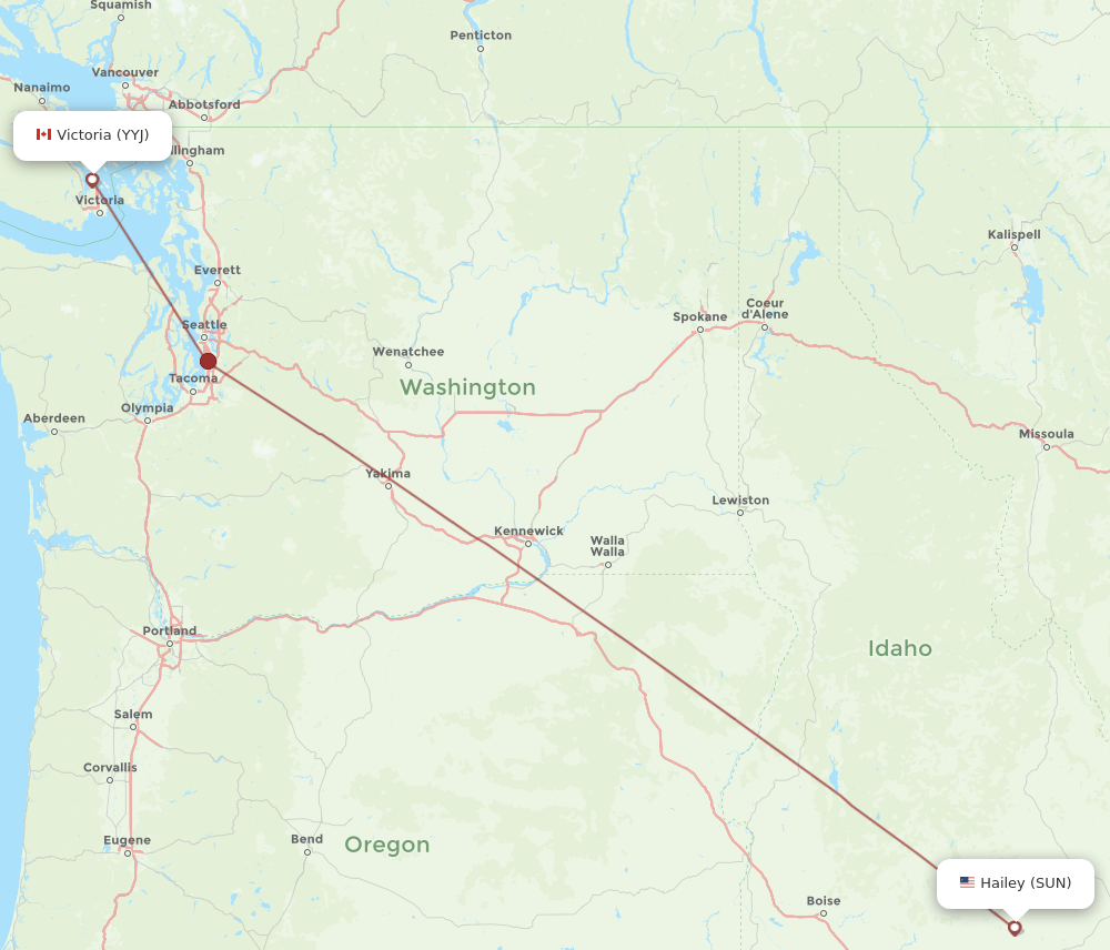 SUN-YYJ flight routes