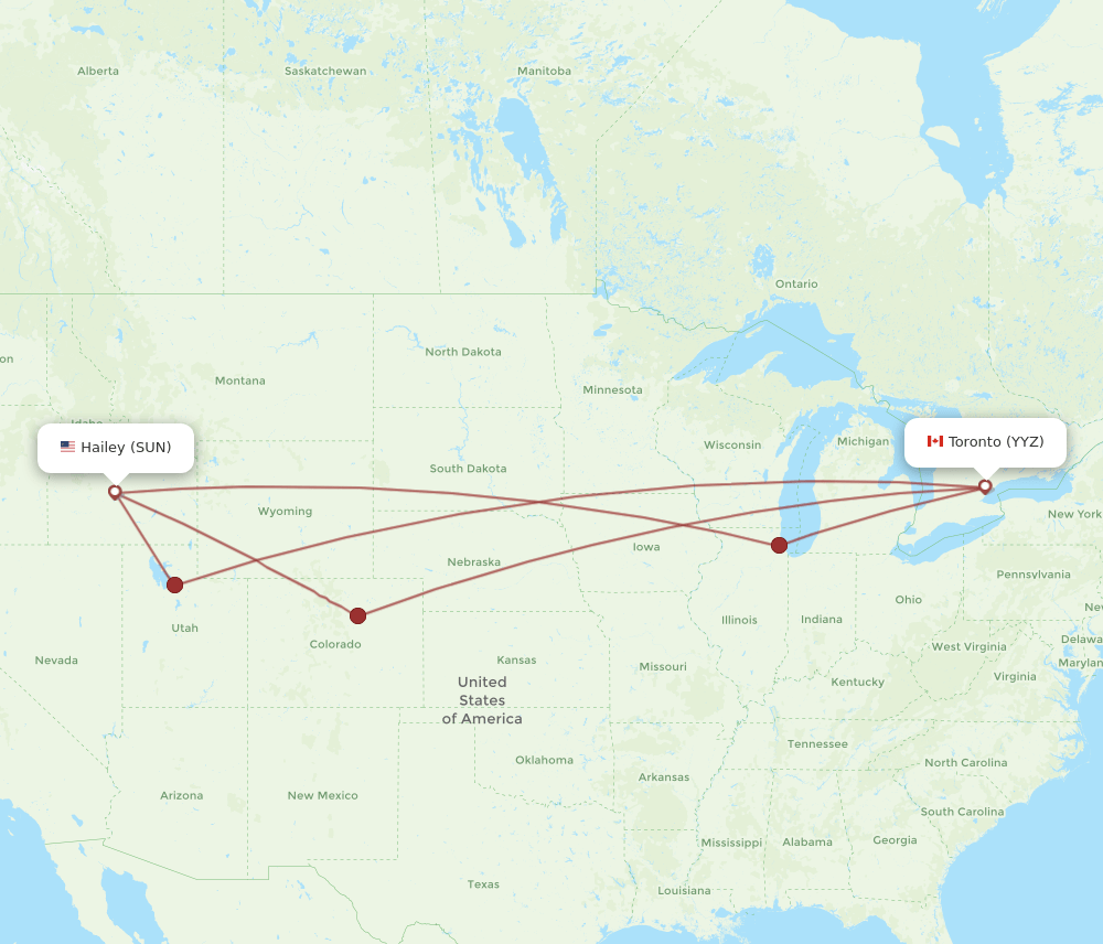 SUN-YYZ flight routes