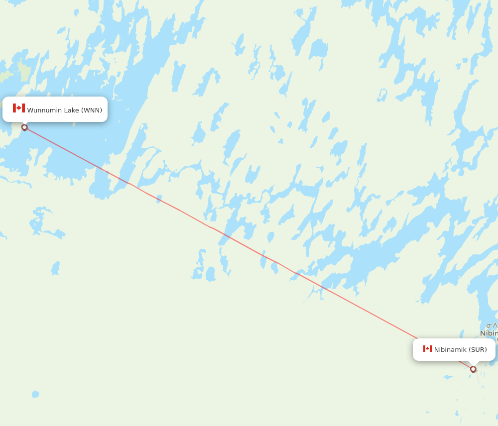 SUR to WNN flights and routes map