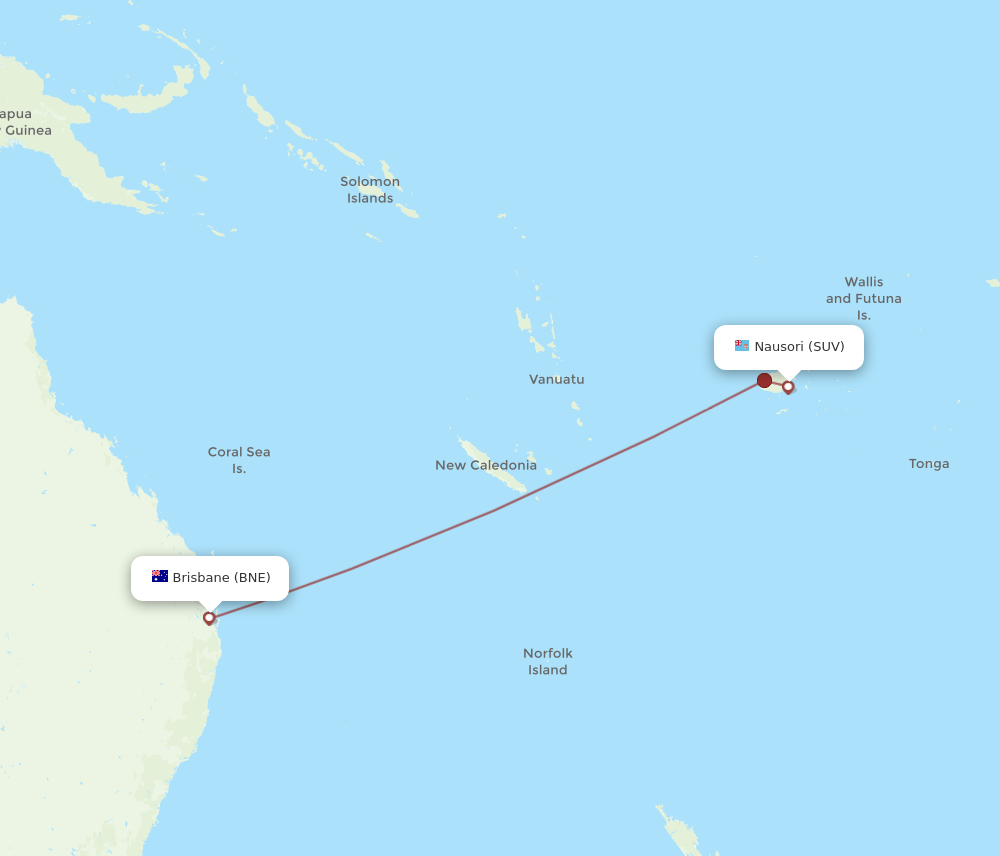 SUV-BNE flight routes