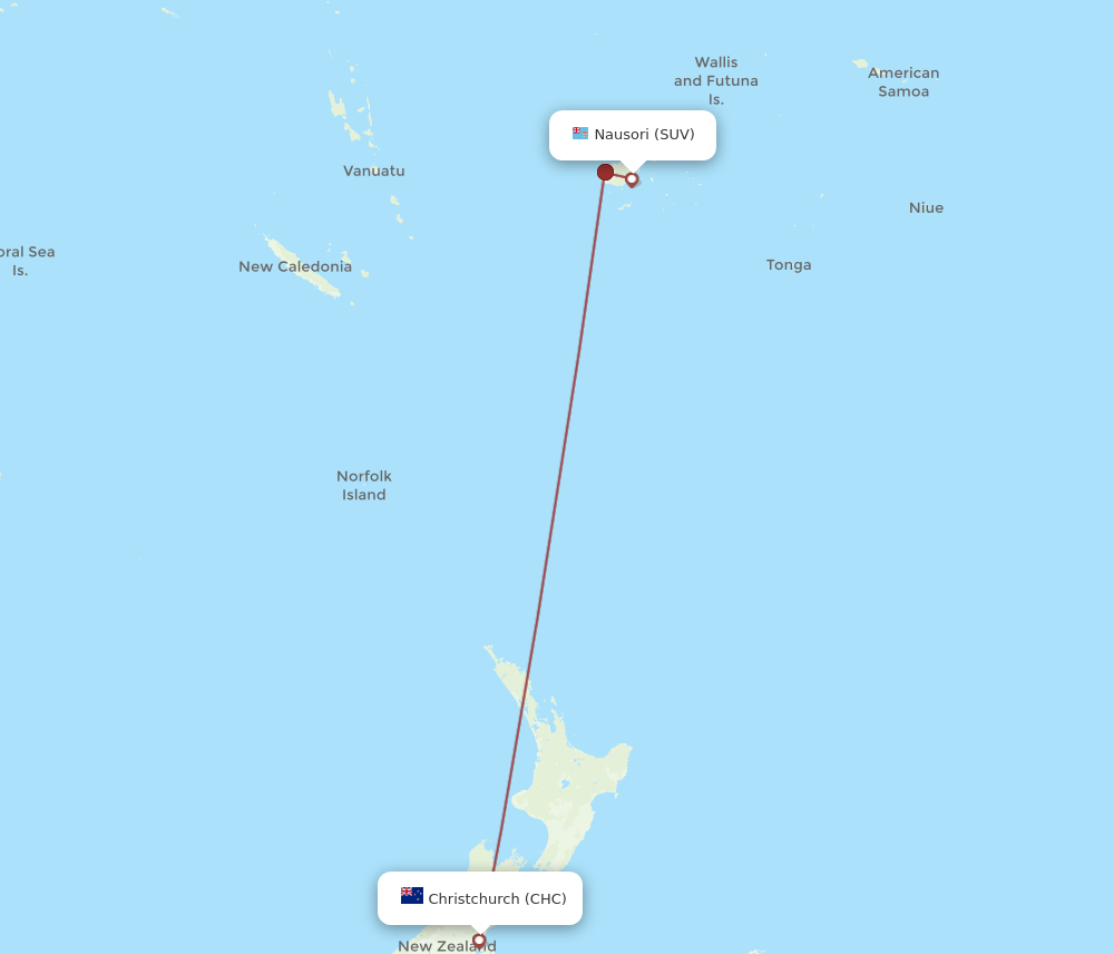 SUV to CHC flights and routes map