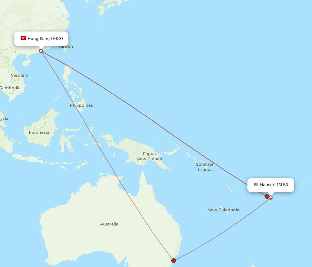 SUV to HKG flights and routes map