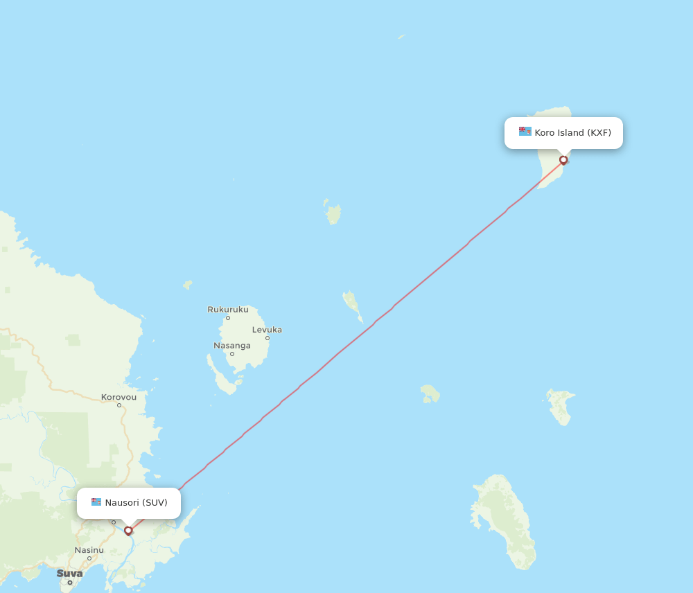 Suva - Koro Island route map and flight paths