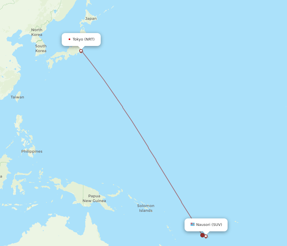 SUV-NRT flight routes