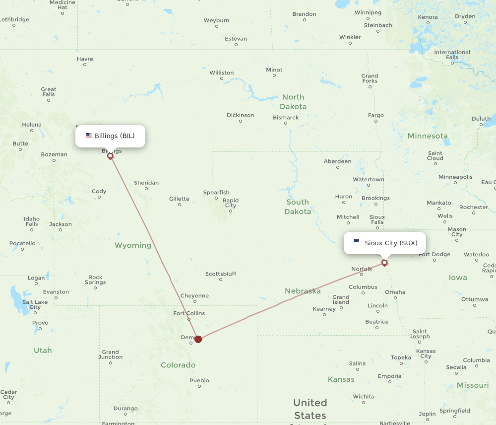 SUX-BIL flight routes