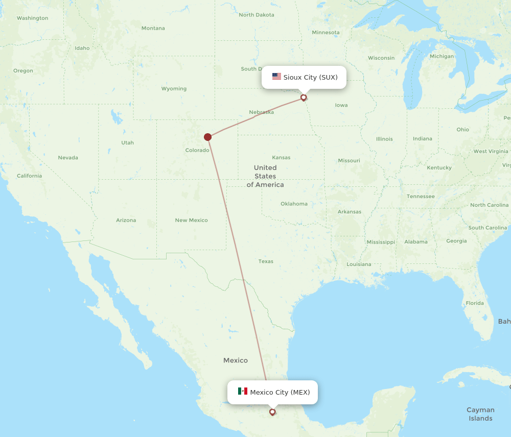 SUX to MEX flights and routes map