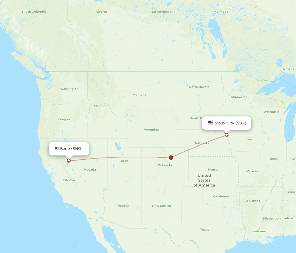 SUX-RNO flight routes