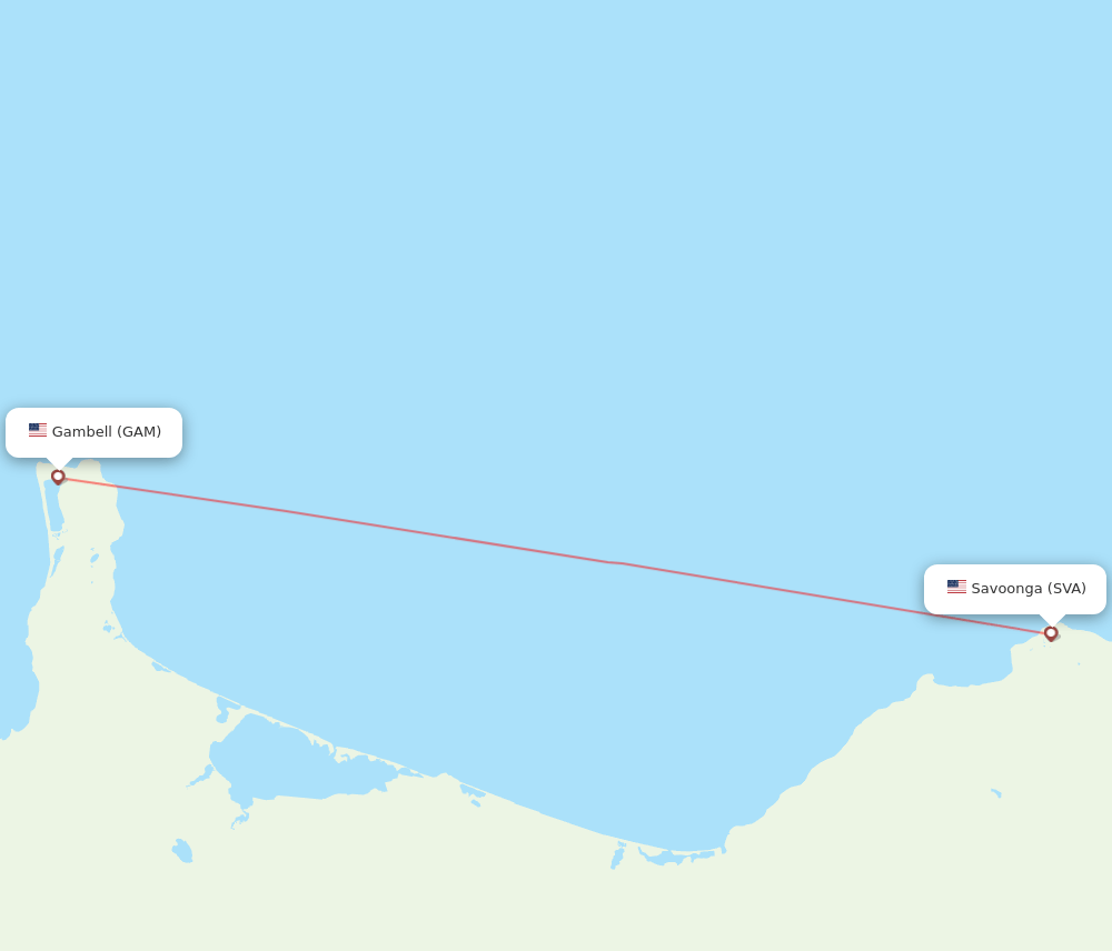 SVA to GAM flights and routes map