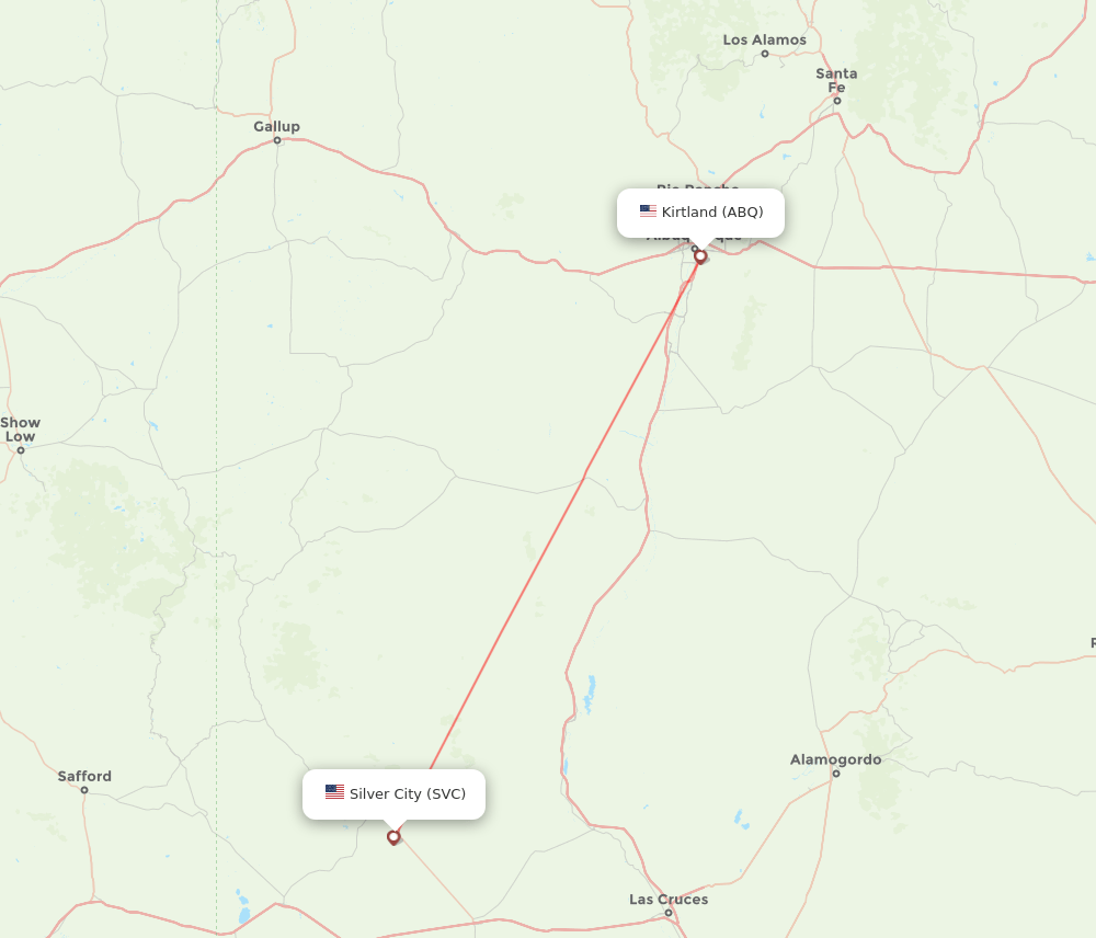 Silver City - Albuquerque route map and flight paths